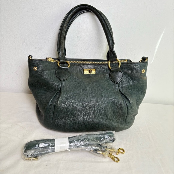 J. Crew Handbags - J. CREW Forest Green Pebbled Leather Brompton Hobo Satchel Crossbody Bag Purse